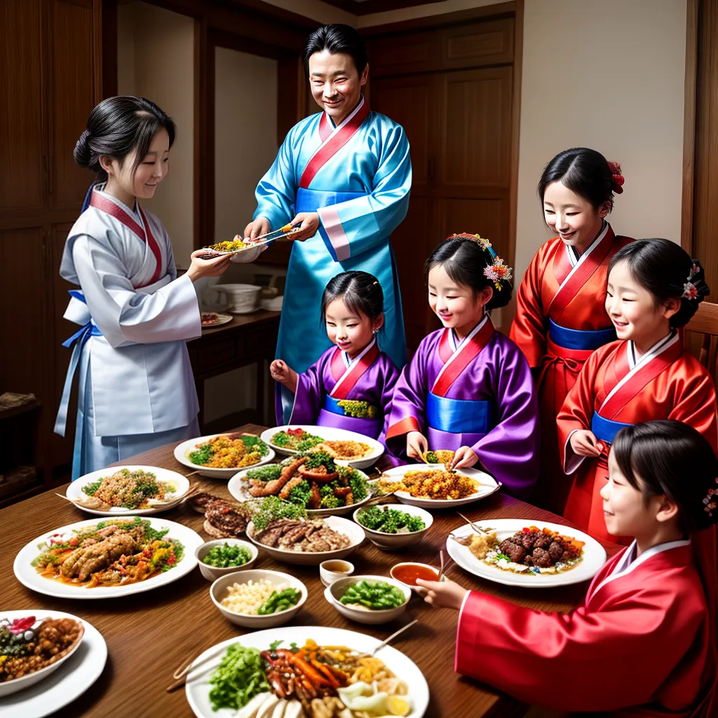 familia hanbok ceia coreana festiva familia hanbok ceia coreana festiva