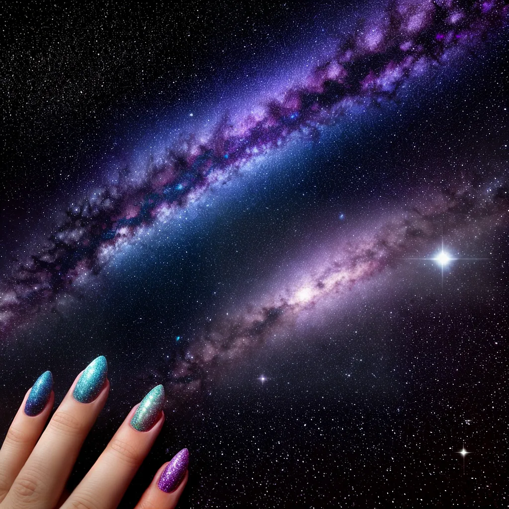 unhas galaxia manicure estrelas