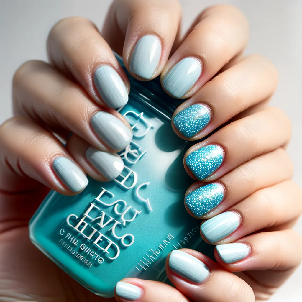 unhas azul branco mar estrelas