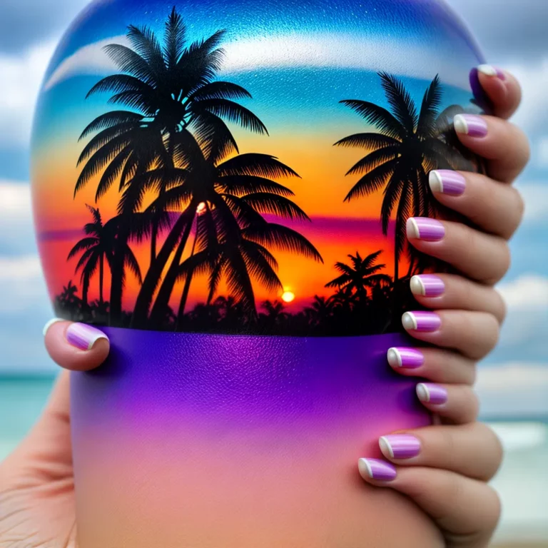 Unhas decoradas com temas de pôr do sol