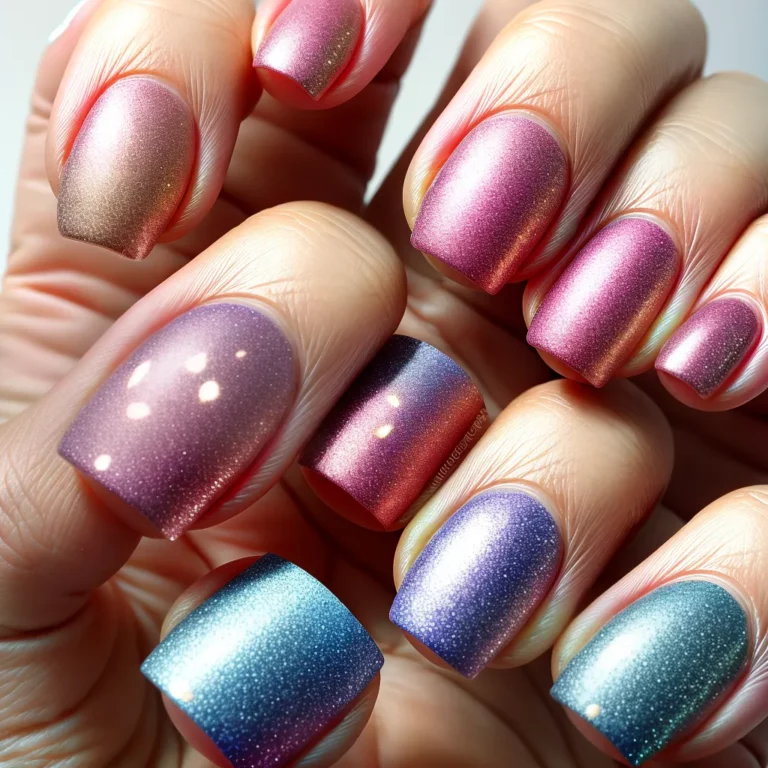 Unhas decoradas com efeito de mármore em glitter