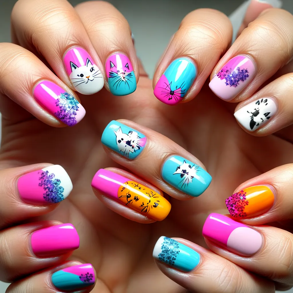 unhas gatos artisticas pintura colorida