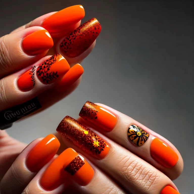 Unhas decoradas com estilo de chamas