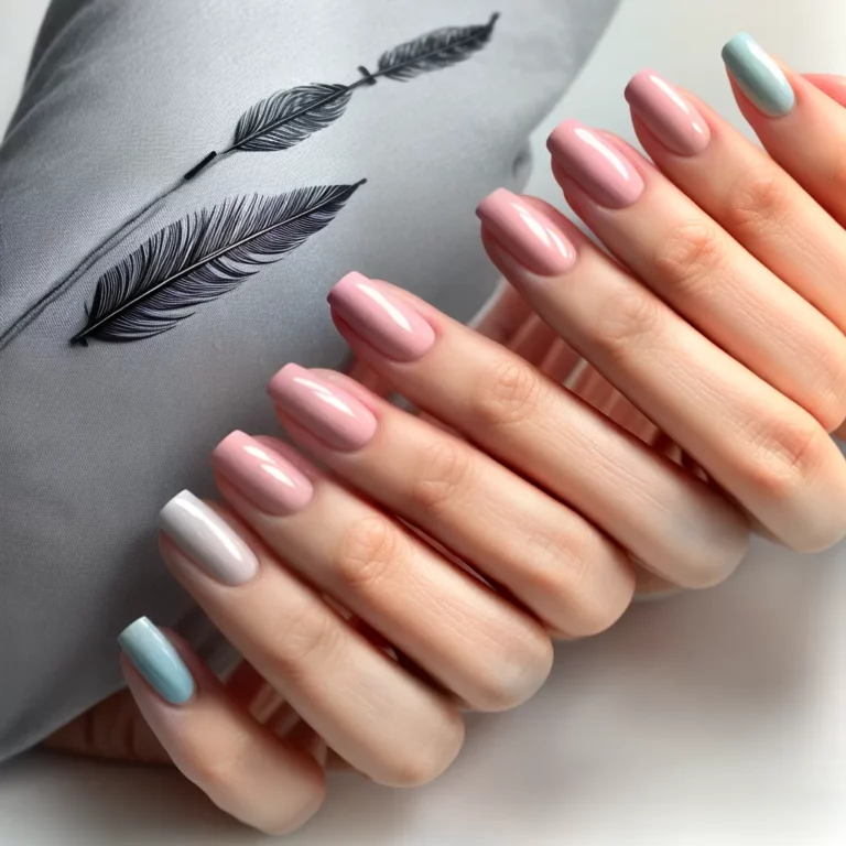 Unhas decoradas com estilo de penas