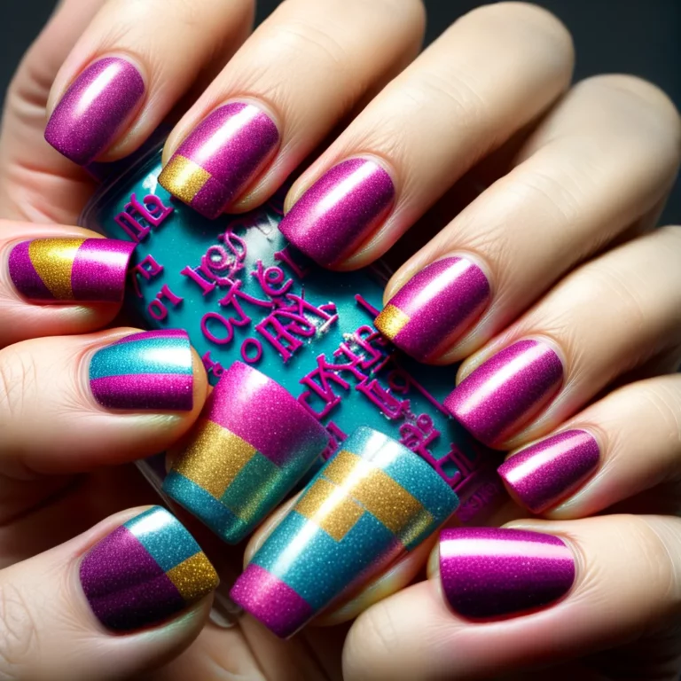 Unhas decoradas com estilo de patchwork