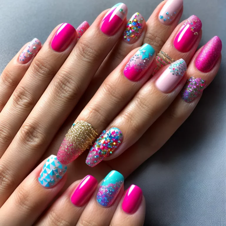 Unhas decoradas com estilo de confetes