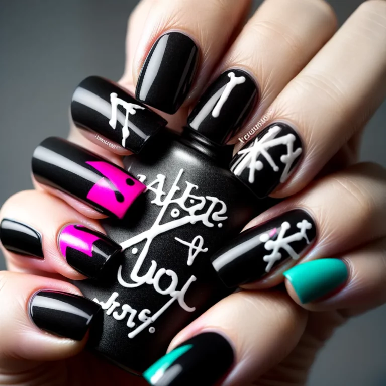 Unhas decoradas com estilo punk rock