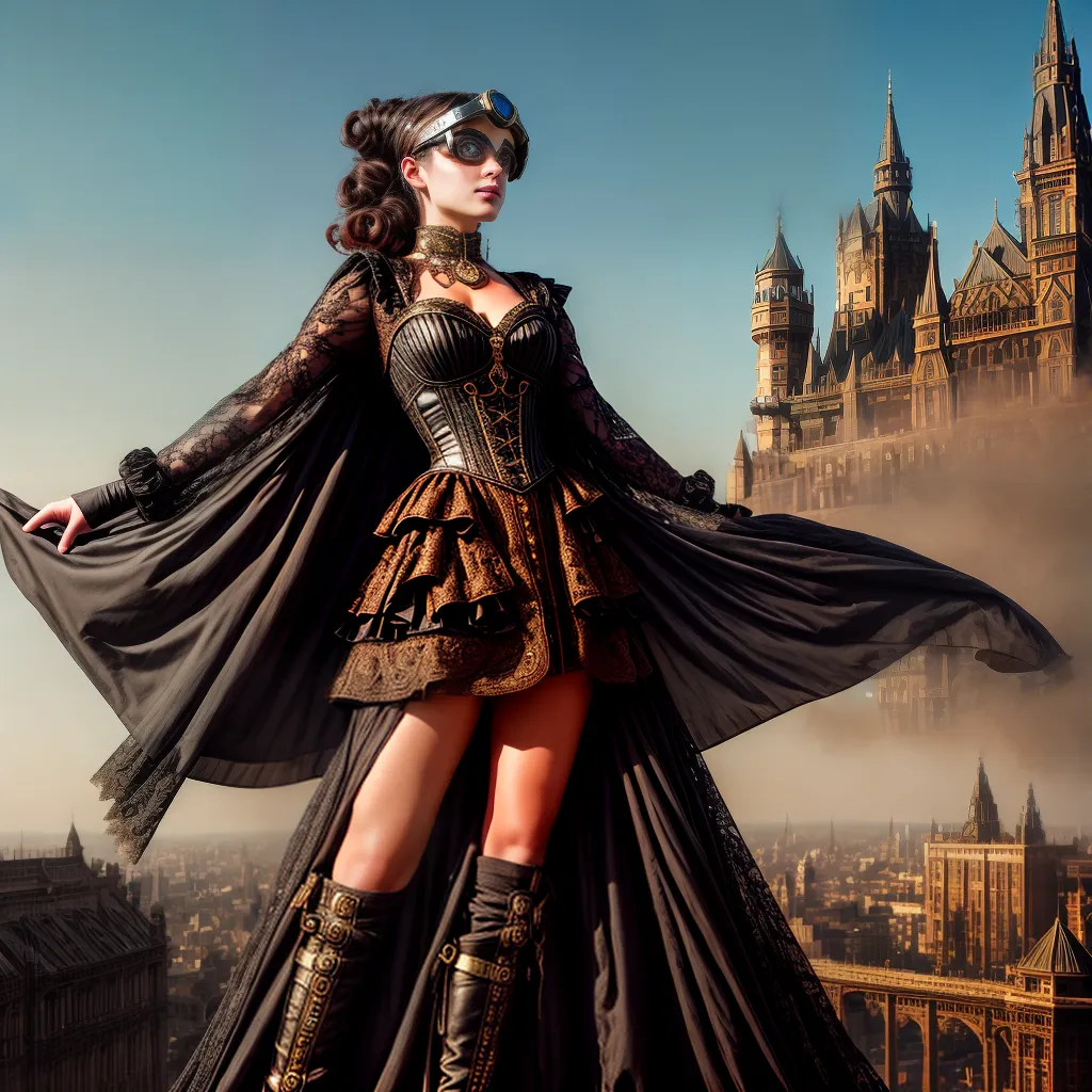traje steampunk vitoriano engrenagens cidade