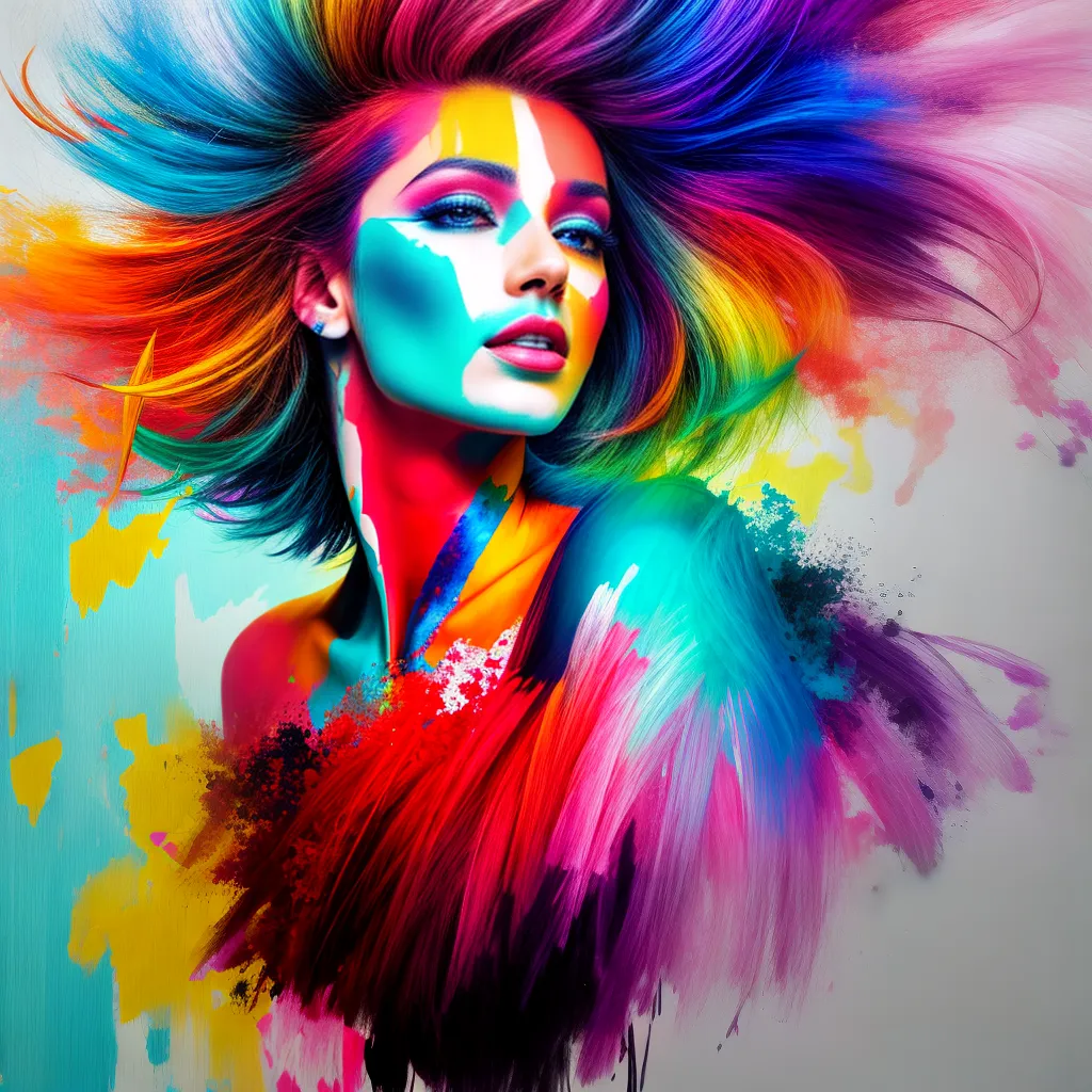 pintura mulher estilosa vestido abstrato