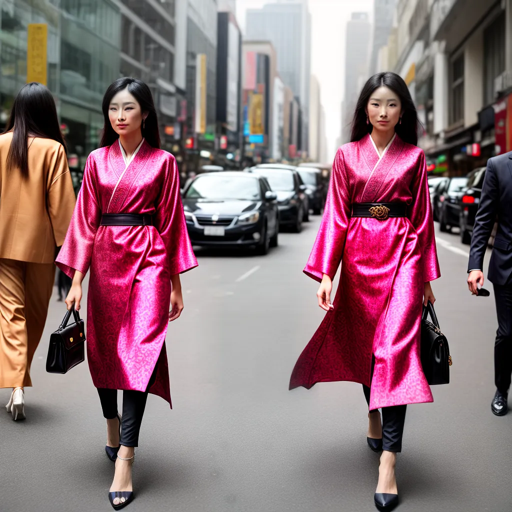 mulher estilosa vestido kimono motivos asiaticos