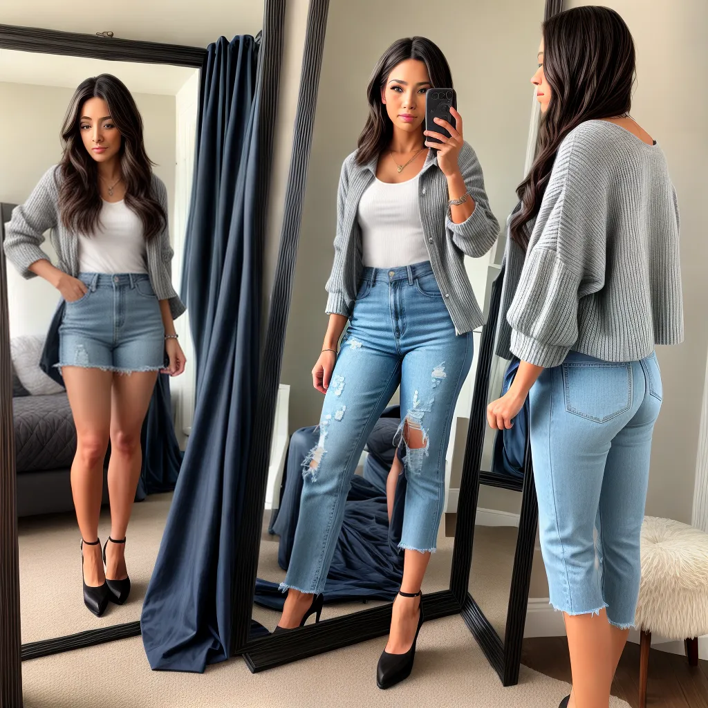 mulher espelho medidas comparacao roupas