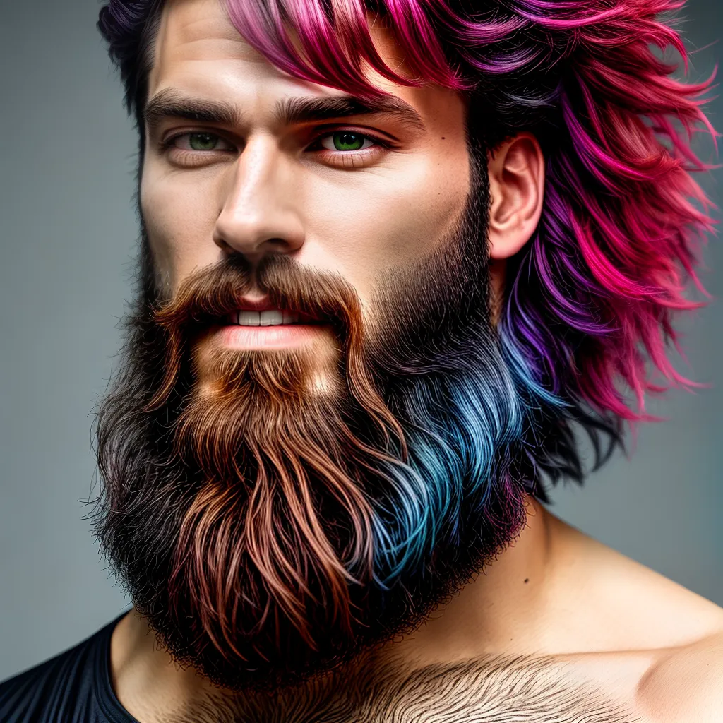 barba colorida estiloso homem