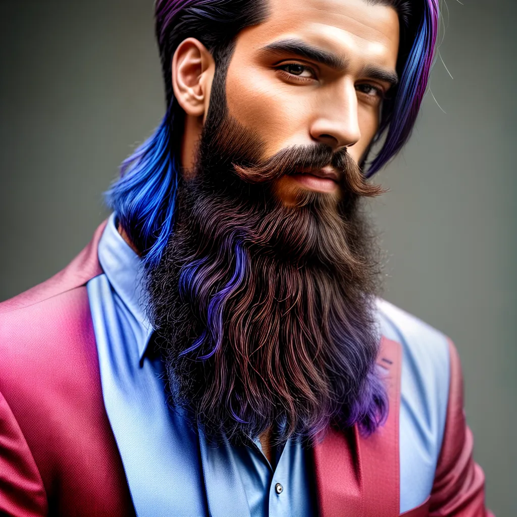 barba colorida estiloso homem 1