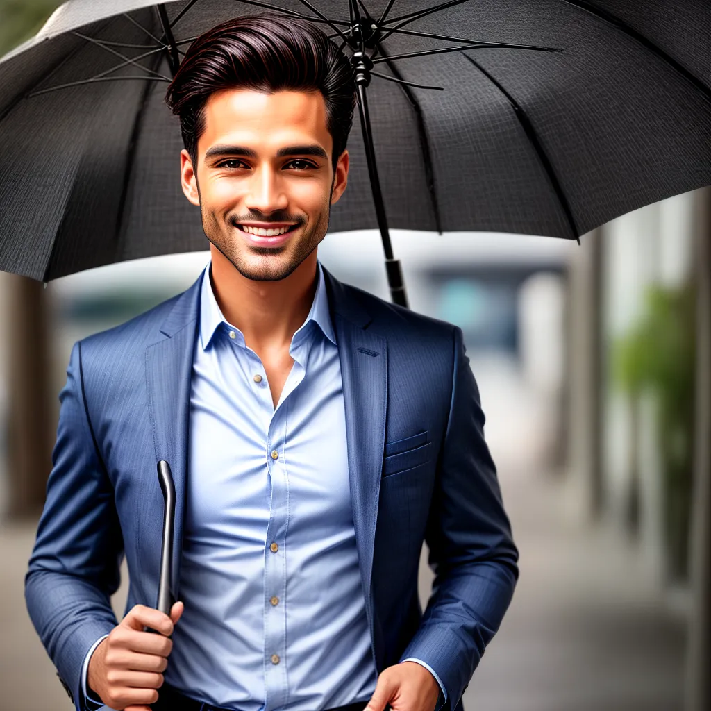 homem sorrindo traje impermeavel