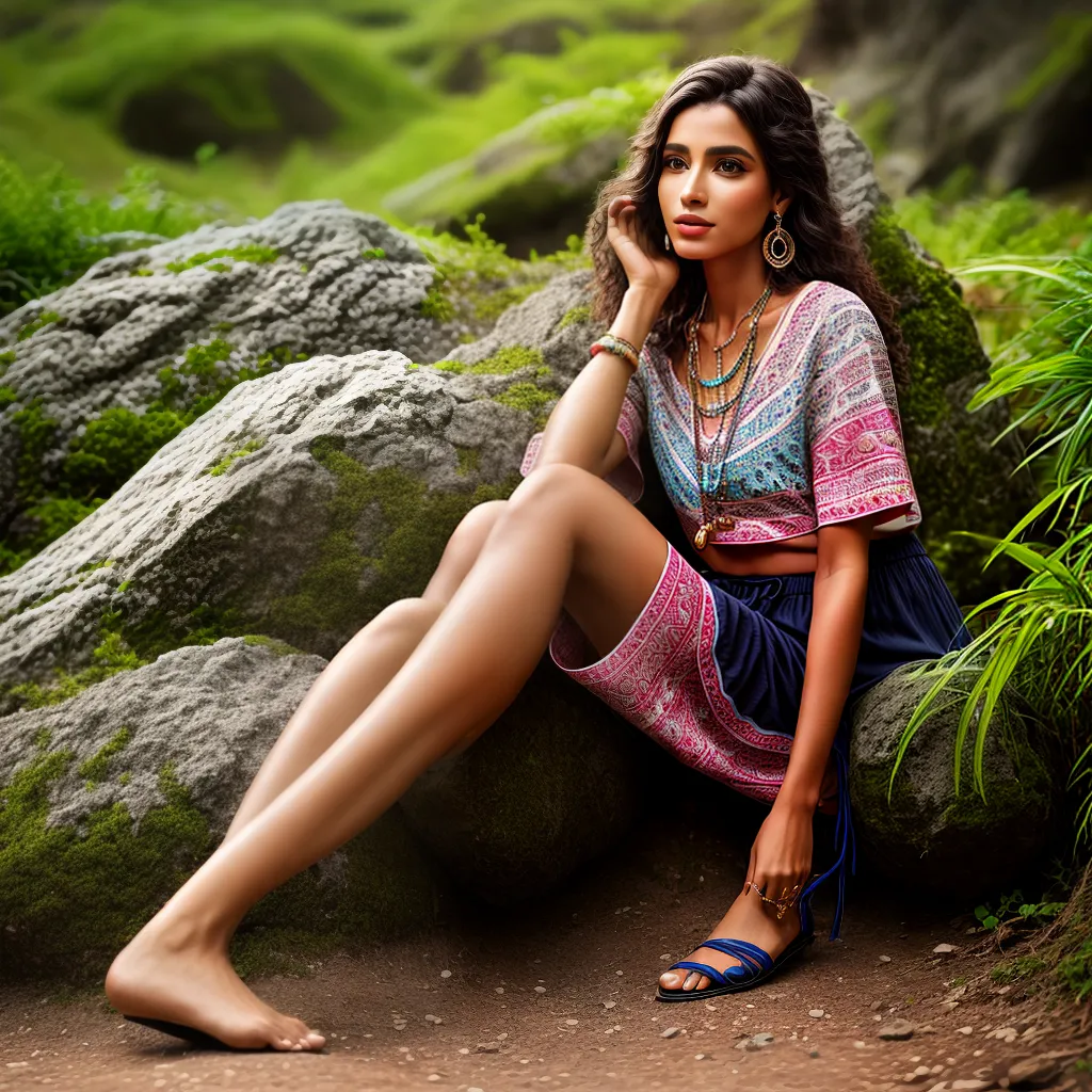 mulher saia boho chic natureza