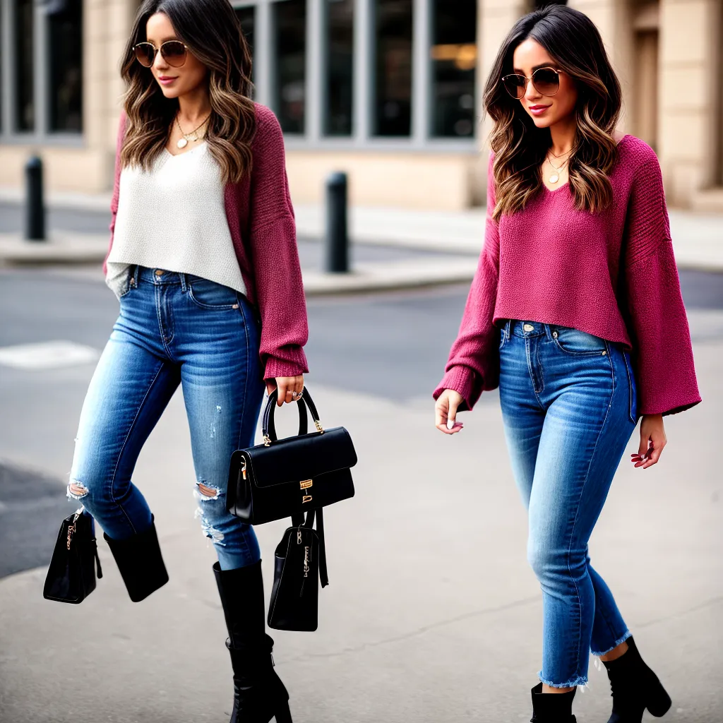 look camisola cropped blusa fluida jeans cintura alta botas