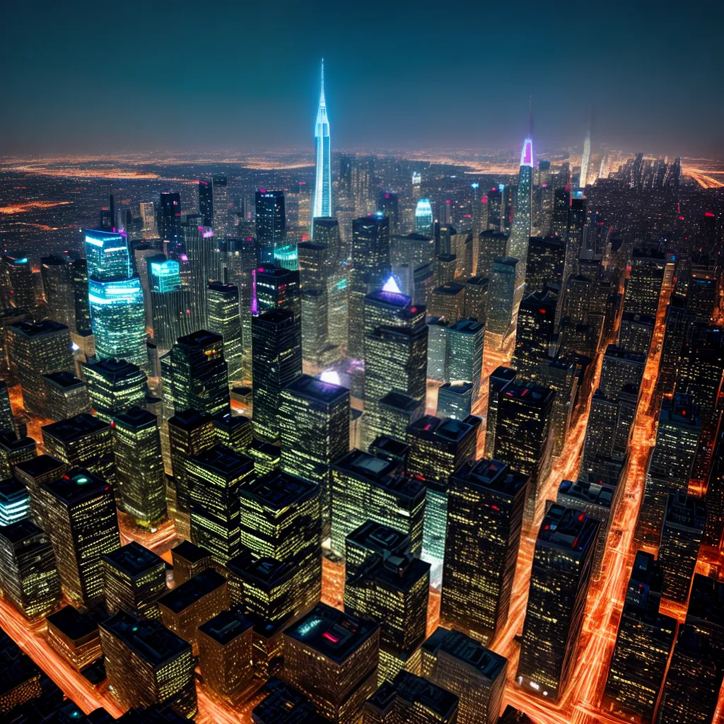 cidade futurista noite arranha ceus luxo 1