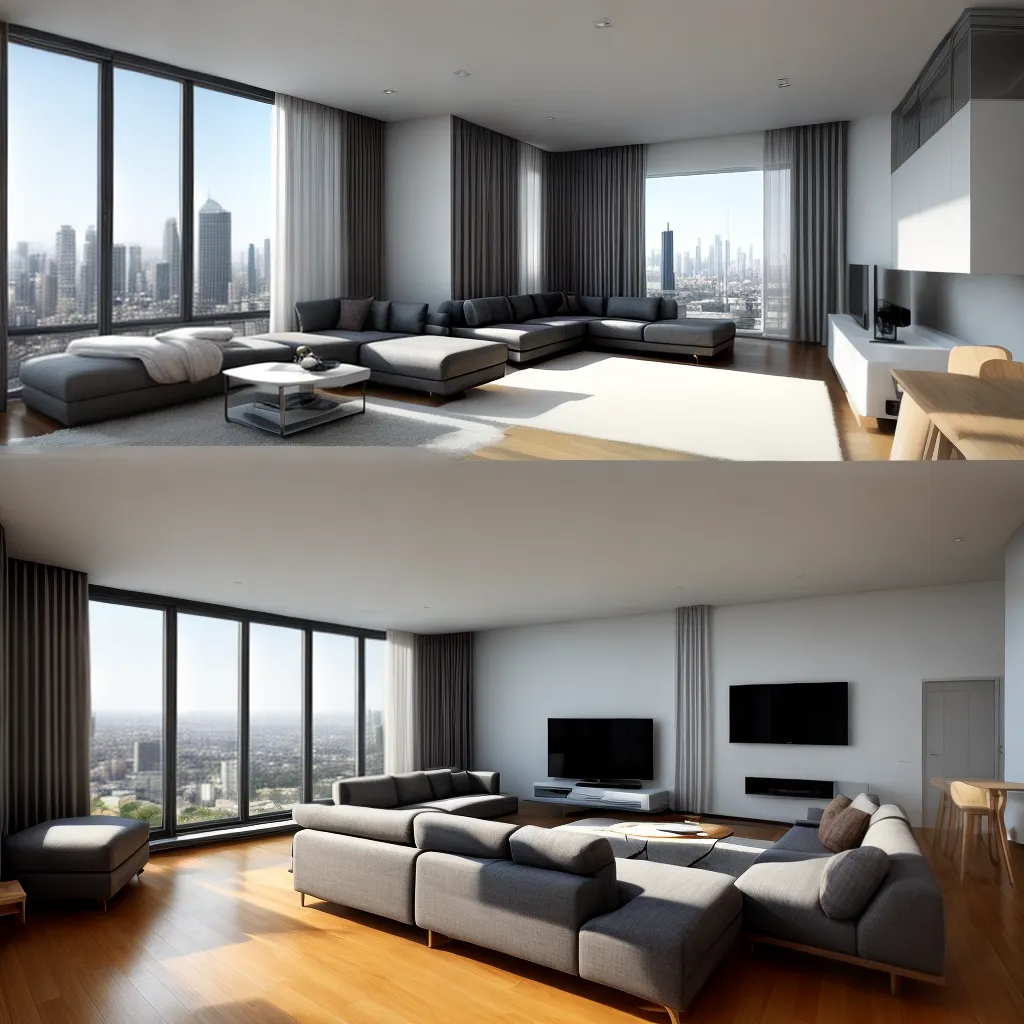 sala futurista minimalista luz urbana