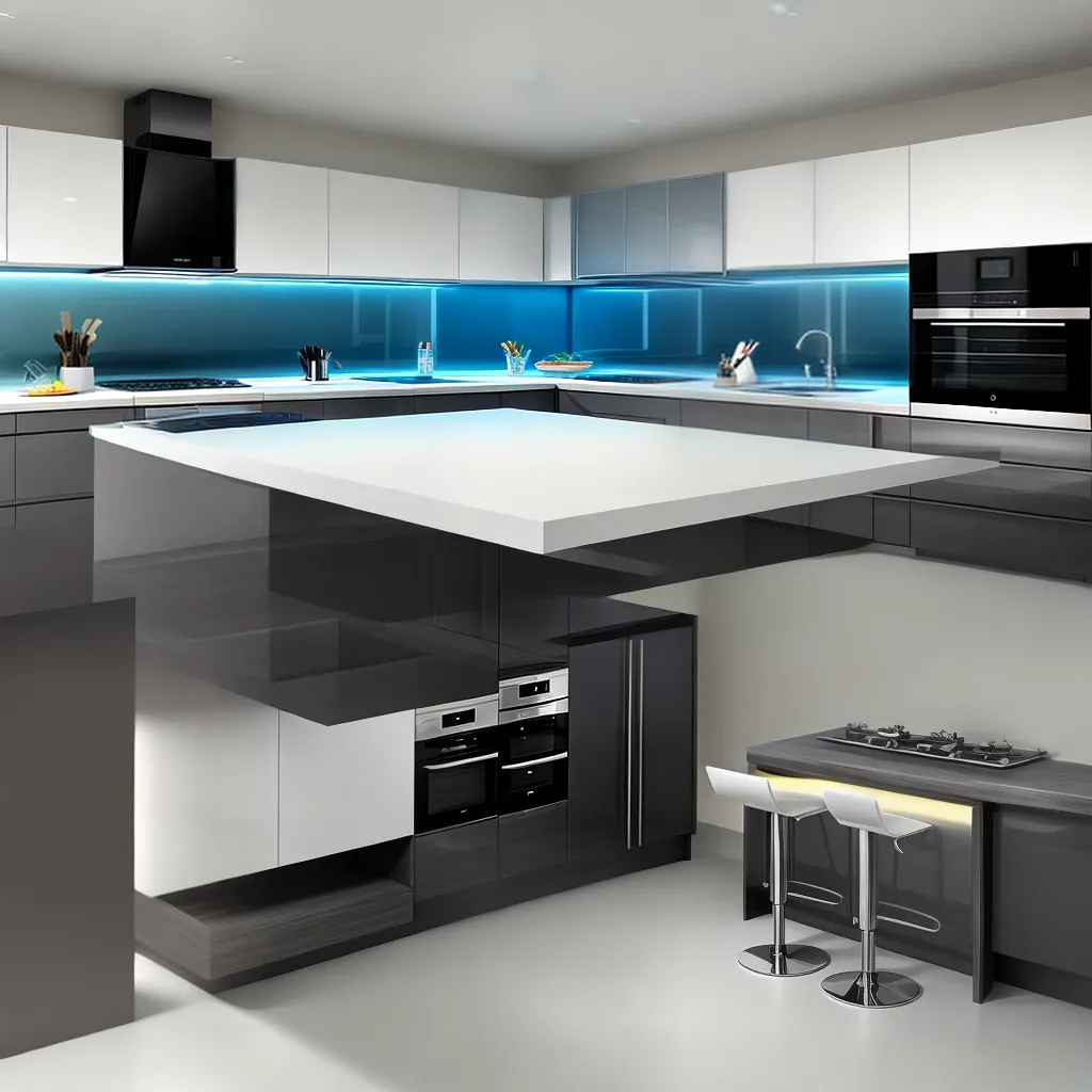 cozinha futurista design minimalista