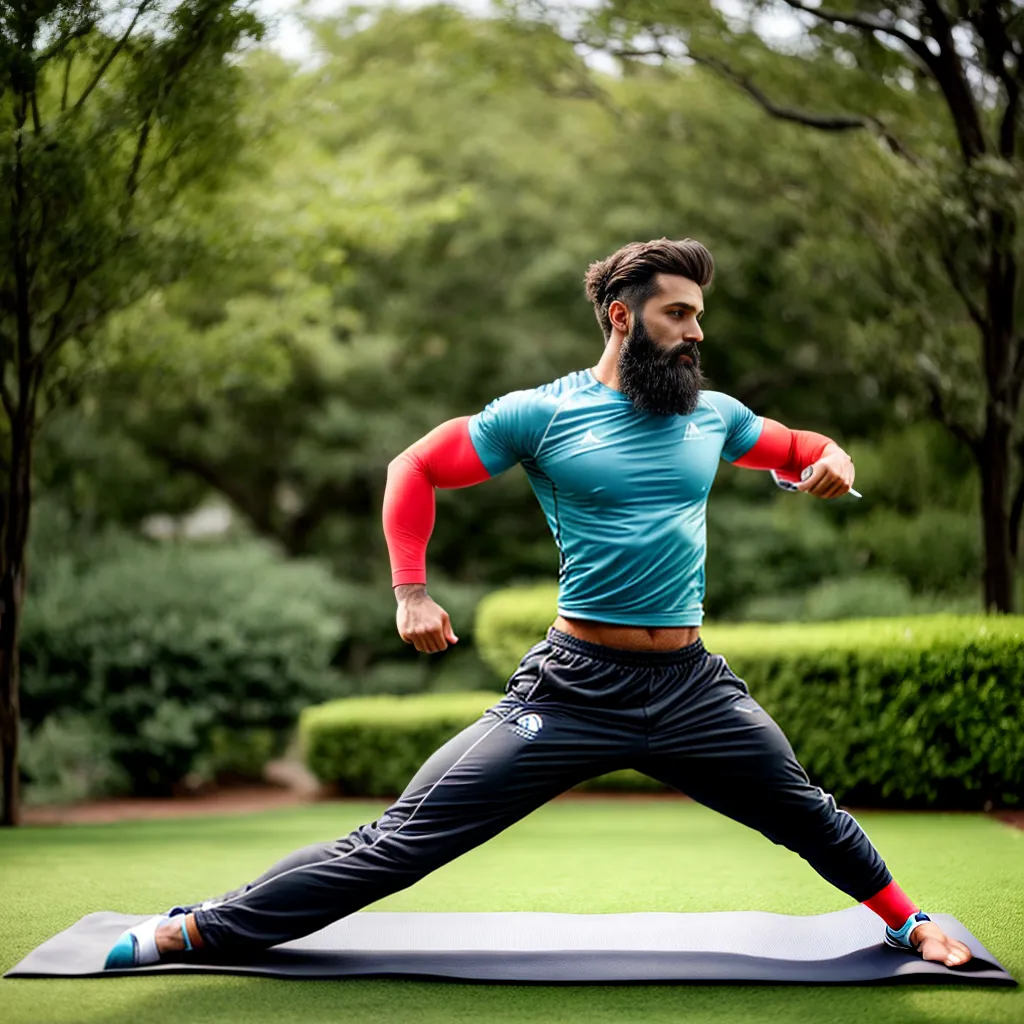 barbudo ativo yoga ar livre
