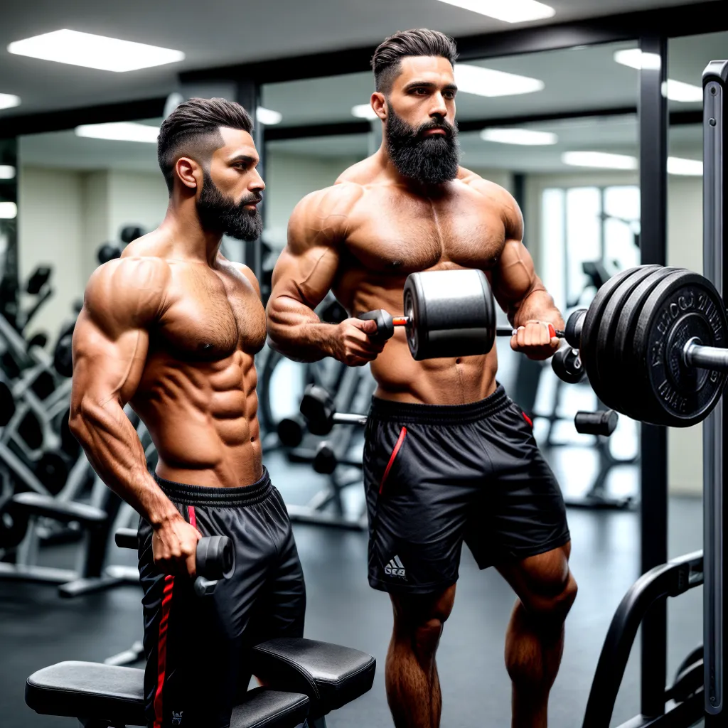 homem barba cuidada malhacao dumbbell