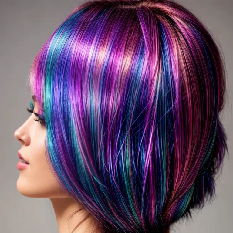 Cabelo com mechas holográficas