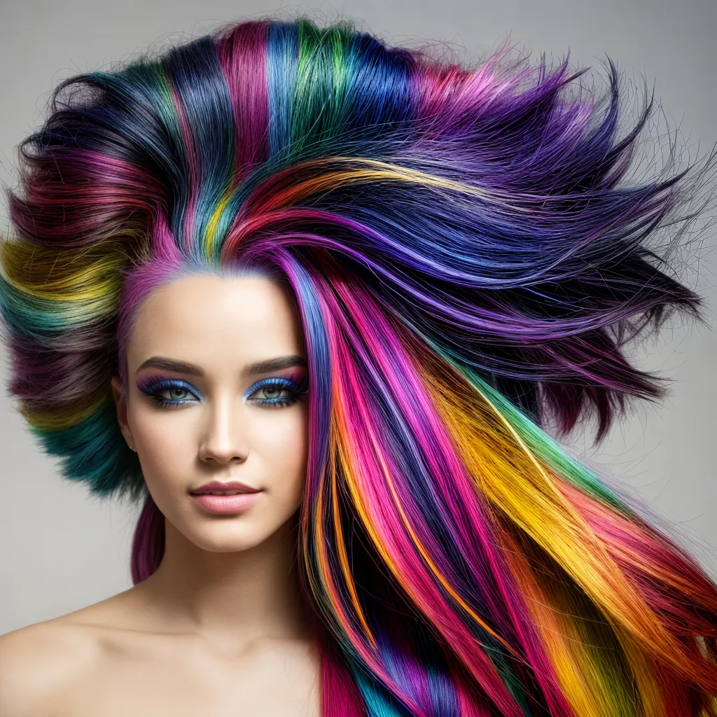 mulher cabelo colorido