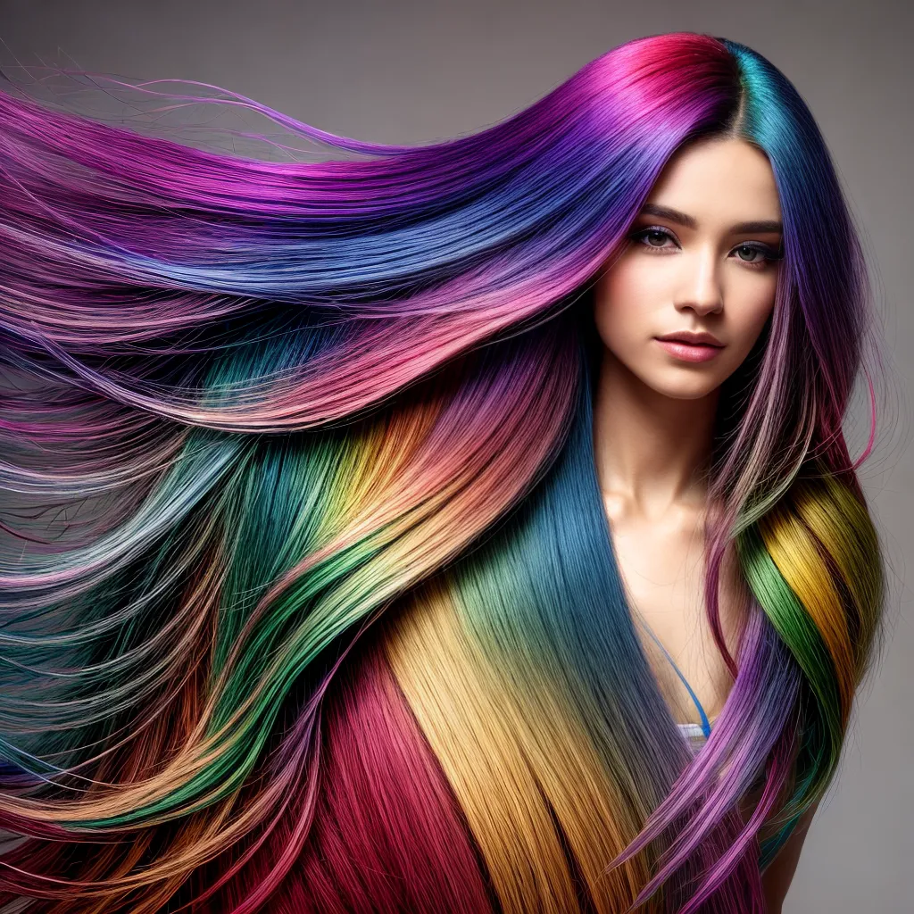 Cabelo com efeito de arco-íris degradê