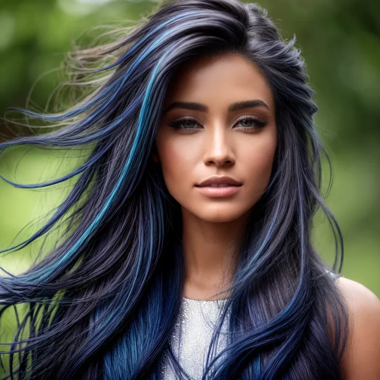 Cabelo com mechas em tons de safira