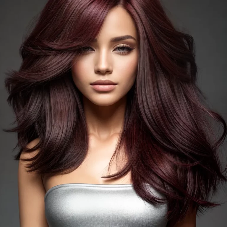 Cabelo com mechas em tons de granada