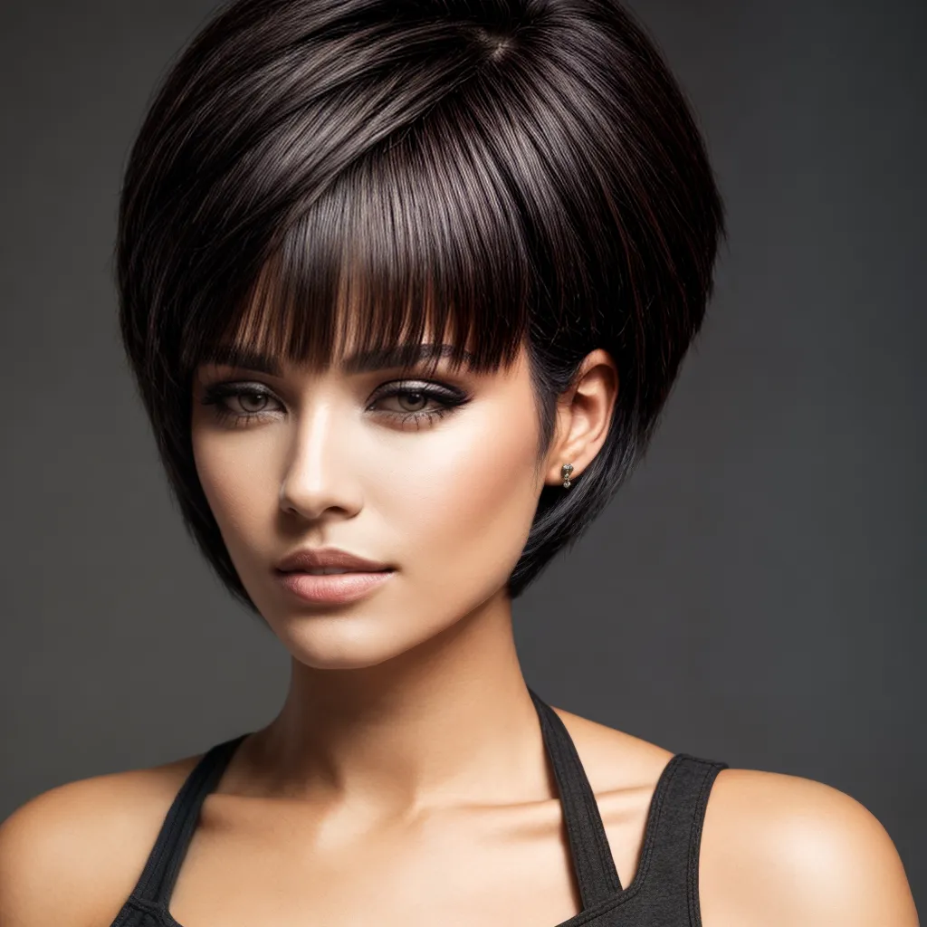 mulher corte curto franja chic