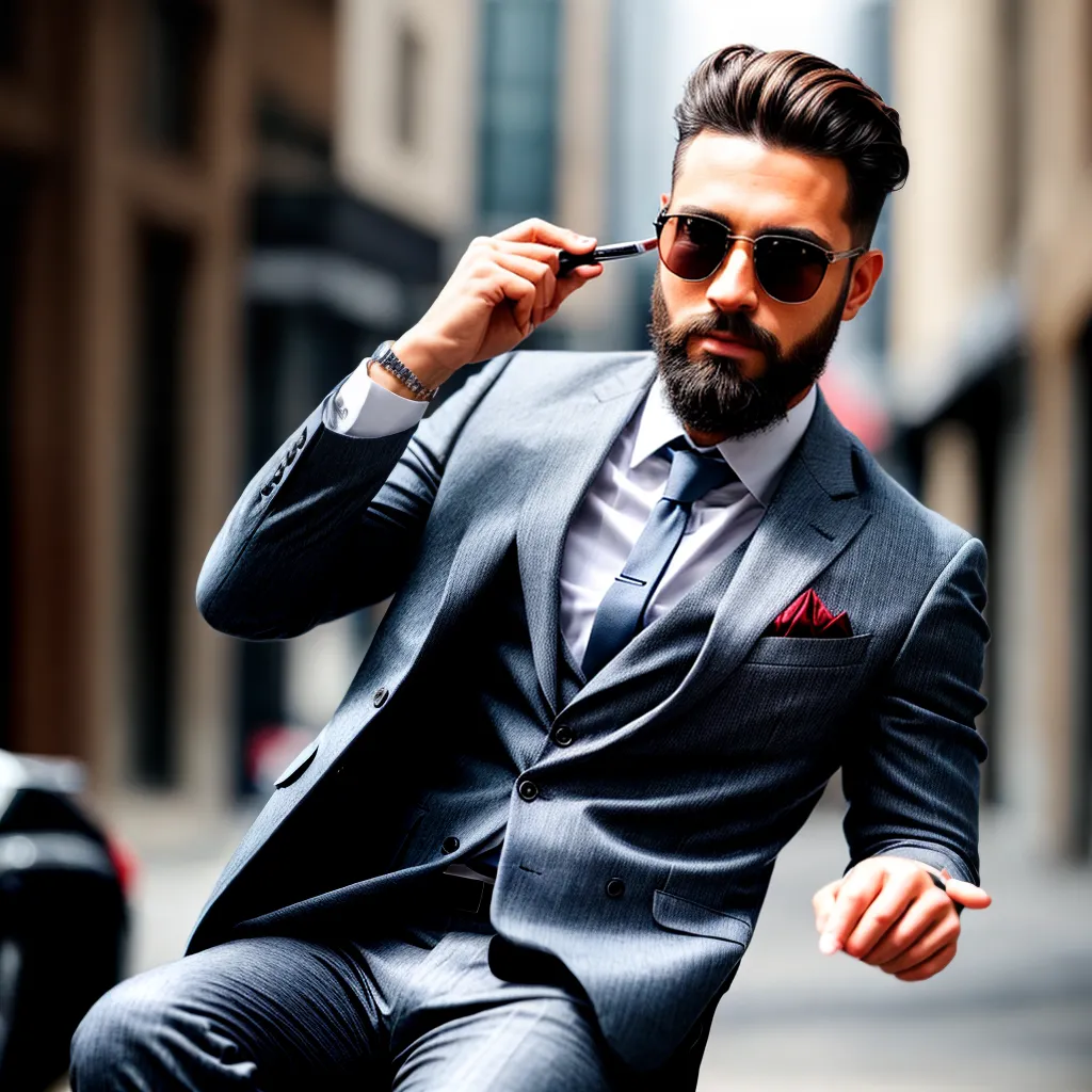 homem estiloso barba pente corte roupa