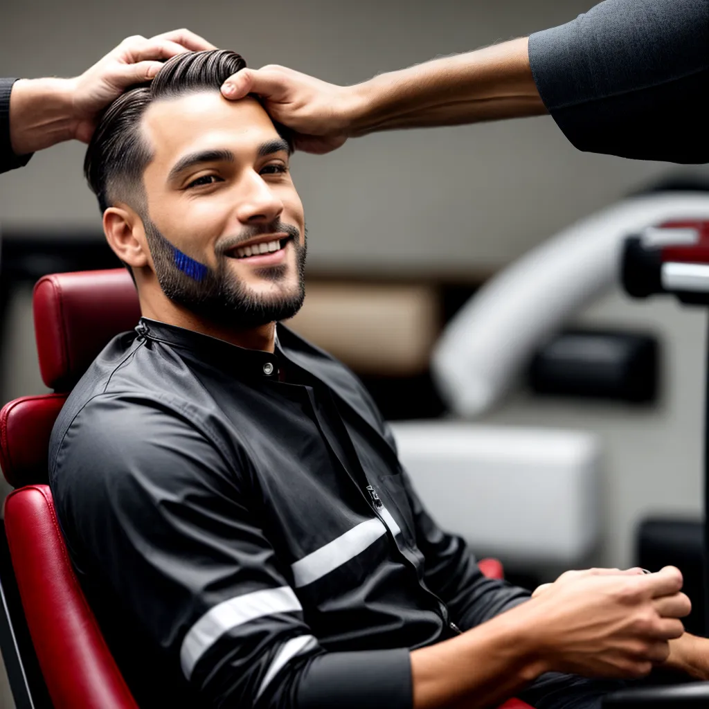 corte cabelo homem satisfeito barbeiro