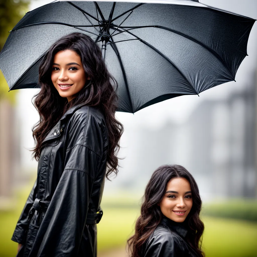 mulher cabelo chuva umbrella confiante