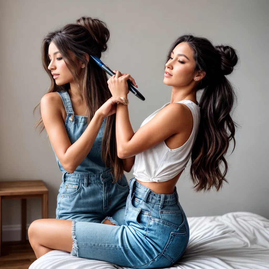 mulher cabelo solto espelho penteado