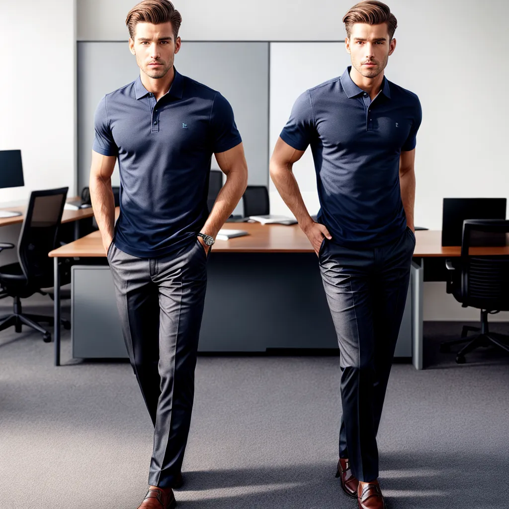 homem profissional polo azul marinho