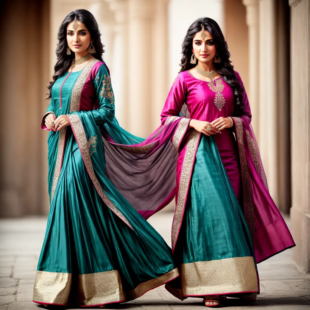 mulher salwar kameez bordado vibrante