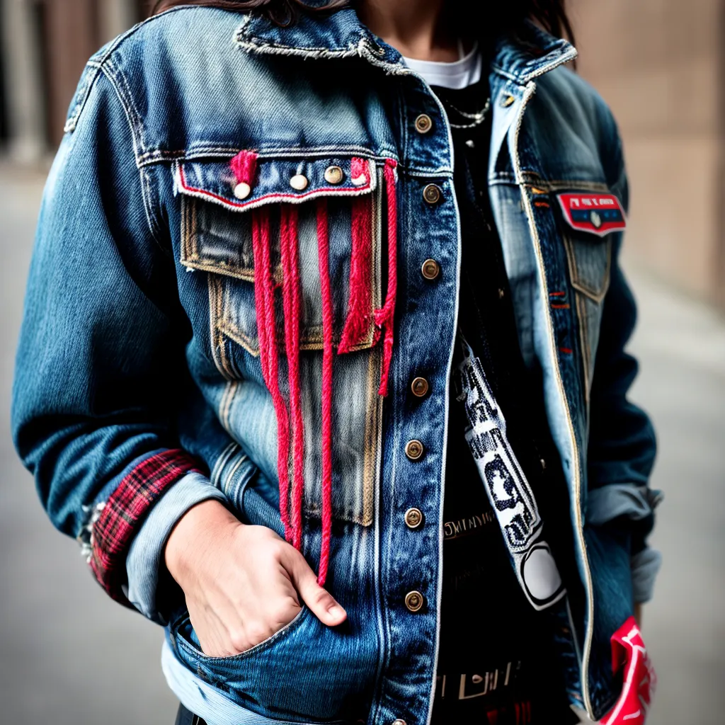 jaqueta denim patches grunge