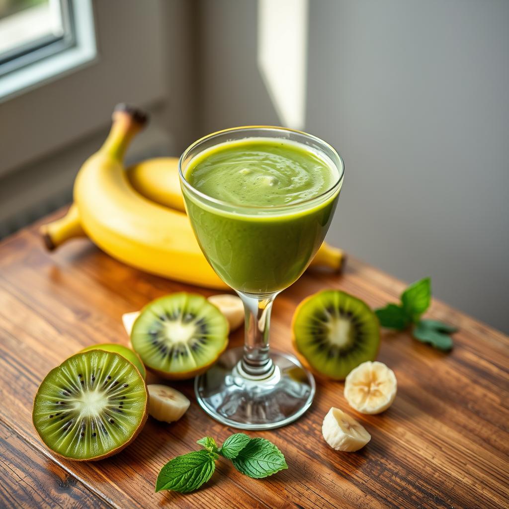 Como Fazer Smoothie de Iogurte, Kiwi, Banana e Gengibre
