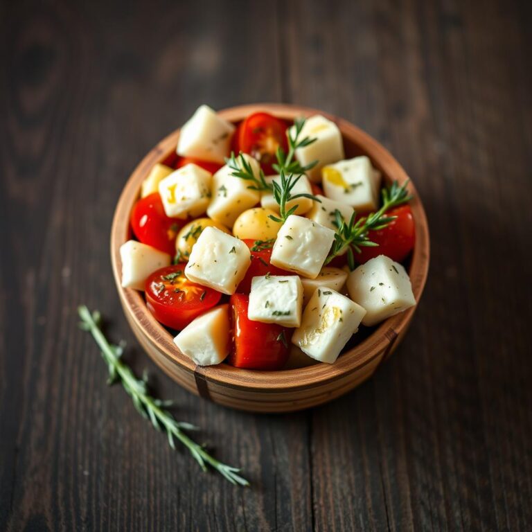 Como Fazer Petisco de Azeitonas, Queijo, Tomate, Azeite e Ervas