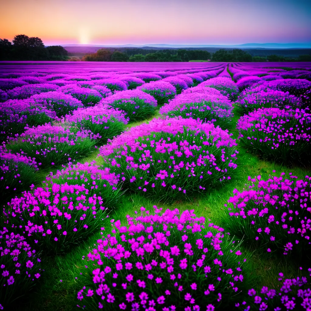 Fotos campo flores roxas por do sol sonhos