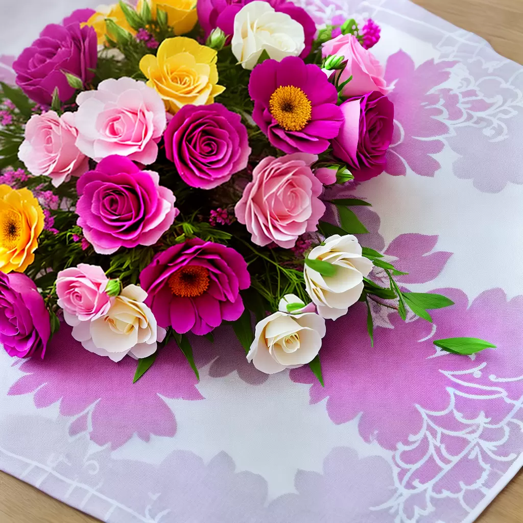 Fotos toalha mesa floral rosa roxo amarelo