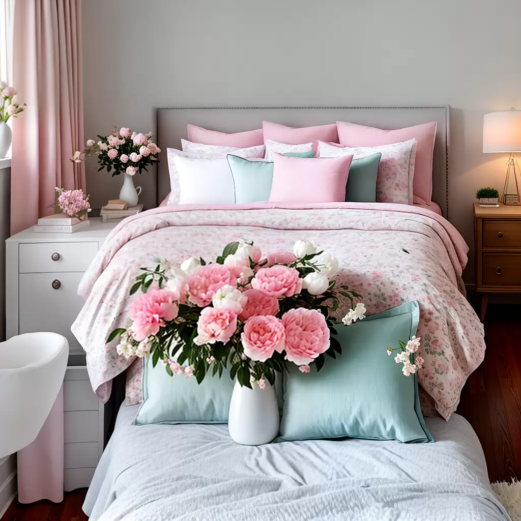 Fotos flores quarto rosa pastel conforto