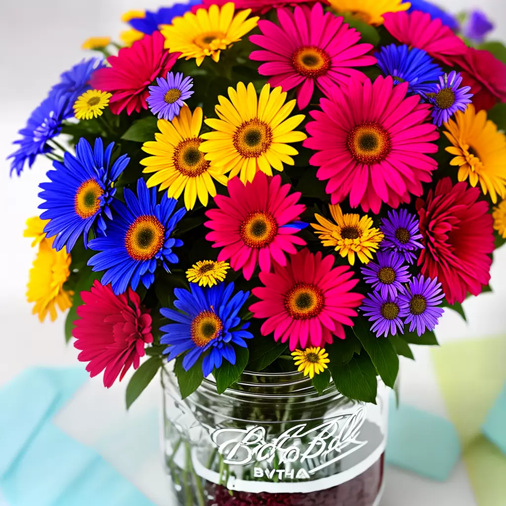 Fotos flores coloridas mason jar doily Fotos flores coloridas mason jar doily