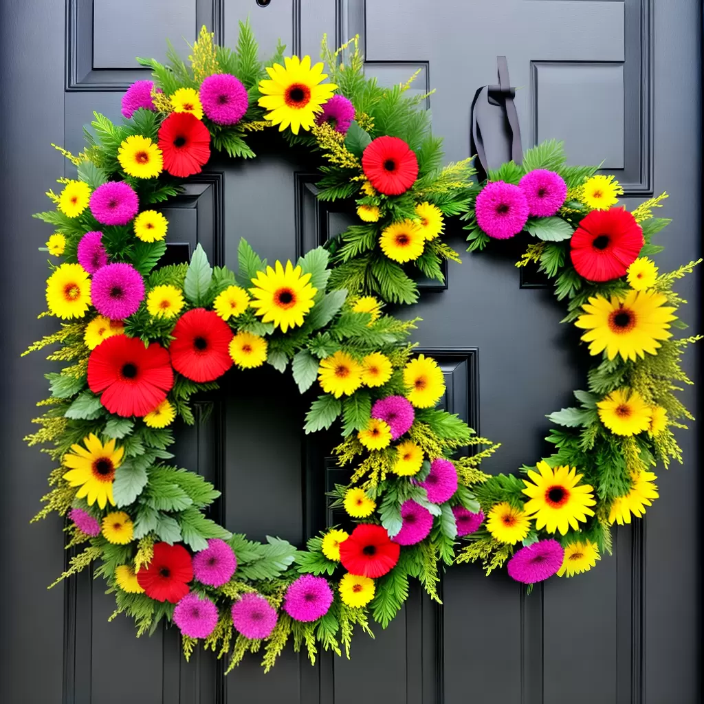 Fotos coroa flores naturais porta casa