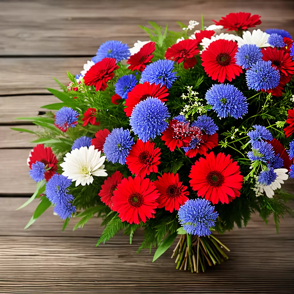 Fotos flores patrioticas mesa madeira