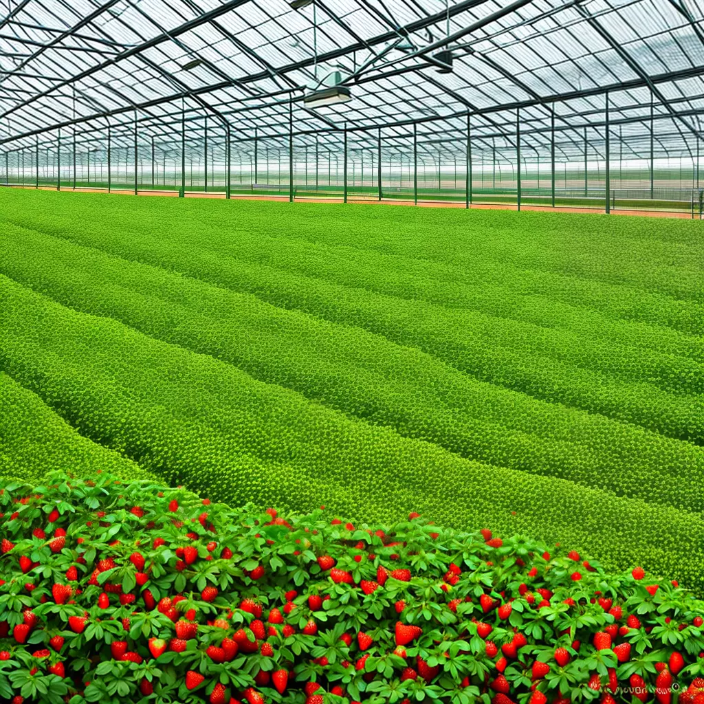 Fotos estufa morango vermelho folhas verdes
