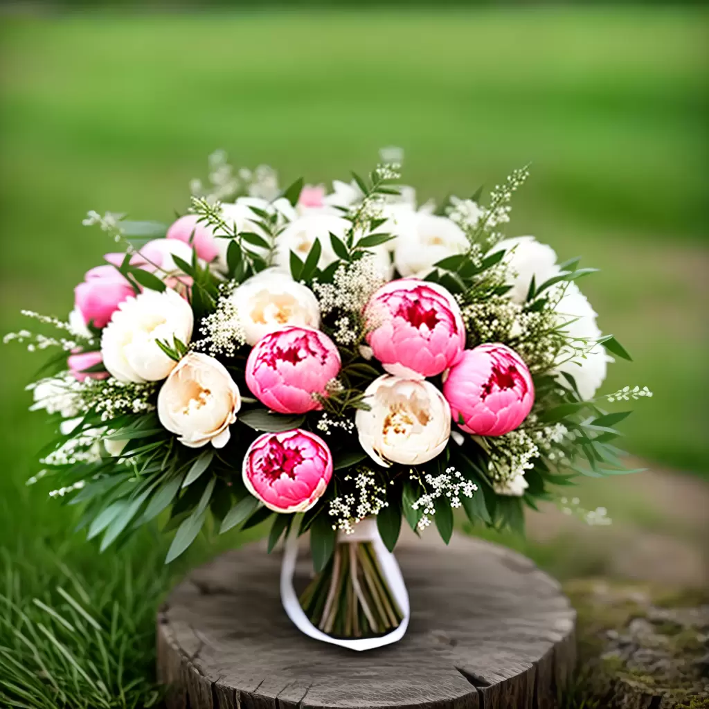 Fotos buque peonias branco rosa cerimonia
