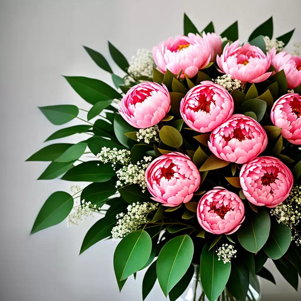 Fotos buque peonias rosa branco eucalipto 1 Fotos buque peonias rosa branco eucalipto 1
