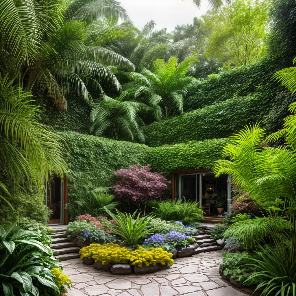 Fotos jardim interno plantas variadas acolhedor